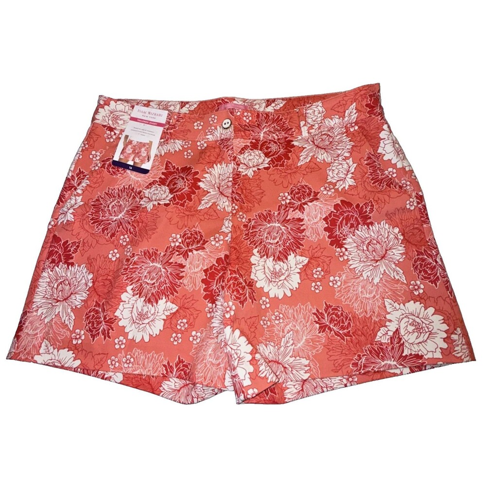 Isaac Mizrahi New York NWT Scattered Peony Tailored Trouser Stretch Shorts Sz 16
